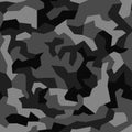 Geometric camouflage seamless pattern. Abstract modern camo, black and white modern military texture background.