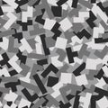 Geometric camouflage seamless pattern. Abstract modern camo, black and white modern military texture background.