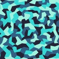 Geometric camouflage seamless pattern. Abstract modern military urban texture. Winter ice colors, blue and turquoise background. Royalty Free Stock Photo