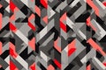 Geometric camouflage seamless pattern. Urban military clothing style, masking camo repeat print. Grey red and black color Royalty Free Stock Photo