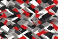 Geometric camouflage seamless pattern. Urban military clothing style, masking camo repeat print. Grey red and black color Royalty Free Stock Photo