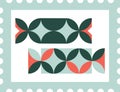 Geometric Candy Christmas Stamp Royalty Free Stock Photo