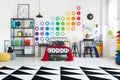 Geometric carpet in kid`s room