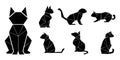 Geometric cat silhouettes in various poses creating a modern and minimalist design element for backgrounds and creative projects Royalty Free Stock Photo