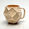 Geometric Ceramic Mug With Cubist Faceting And Unpolished Finish