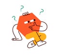 Geometric character, funny hexagon shape with puzzled expression. Bewildered geometry figure, wondering, questioning