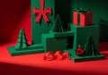 Geometric Christmas Blocks Display AI generated Royalty Free Stock Photo