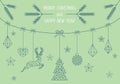Geometric Christmas card, mint green, vector design elements Royalty Free Stock Photo