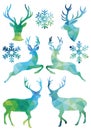 Geometric Christmas deer, vector set Royalty Free Stock Photo