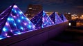 geometric christmas lights on roof