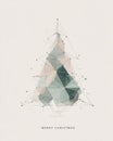 Geometric Christmas tree design with pastel colors and text \'Merry Christmas\' below Royalty Free Stock Photo