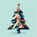 geometric christmas tree with star on top, colorful blocks, modern abstract christmas tree with geometric design, minimal unique Royalty Free Stock Photo