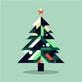 geometric christmas tree with star on top, colorful blocks, modern abstract christmas tree with geometric design, minimal unique Royalty Free Stock Photo