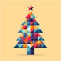 geometric christmas tree with star on top, colorful blocks, modern abstract christmas tree with geometric design, minimal unique Royalty Free Stock Photo