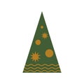 Geometric Christmas tree symbol isolated element. Trendy geometric flat style, triangular Christmas tree. Vector