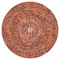 Geometric circle element. Circular red stonework, masonry stone, rock circles. Abstract top view well