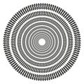 Geometric circle icon. Radial tire pattern. Abstract vector shape. Round ornament design. Royalty Free Stock Photo