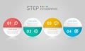 Geometric circle shape elements with steps,options,processes or workflow