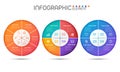 Geometric circle shape infographic elements with steps,options,processes or workflow.Business data visualization.