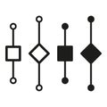 Geometric circuit icons. Connection and network elements. Data flow and linkage symbols. Vector illustration. EPS 10.