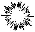 Geometric circular element with irregular radial lines, bars. Re