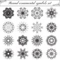 Geometric circular ornament set. Royalty Free Stock Photo