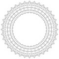 Geometric circular pattern. Abstract motif with radiating inters