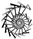 Geometric circular spiral. Abstract angular, edgy shape in rotating fashion