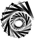 Geometric circular spiral. Abstract angular, edgy shape in rotating fashion