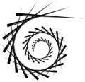 Geometric circular spiral. Abstract angular, edgy shape in rotating fashion