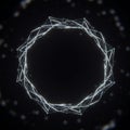 A geometric, circular structure composed of interconnected, glowing lines and nodes. Royalty Free Stock Photo