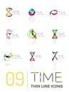 Geometric clock and time icon set Royalty Free Stock Photo