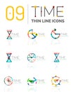 Geometric clock and time icon set Royalty Free Stock Photo