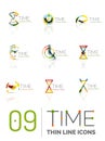 Geometric clock and time icon set Royalty Free Stock Photo