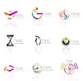 Geometric clock and time icon set Royalty Free Stock Photo