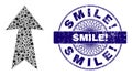 Rubber Smile! Stamp Seal and Geometric Arrow Up Mosaic