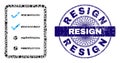 Rubber Resign Stamp Seal and Geometric Checklist Page Mosaic