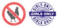 Rubber Girls Only Badge and Geometric No Chicken Mosaic