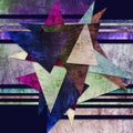 Geometric collage with overlapping triangles with vintage texture Royalty Free Stock Photo
