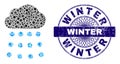 Scratched Winter Seal and Geometric Rain Cloud Mosaic