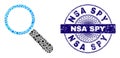 Scratched NSA Spy Stamp and Geometric Search Tool Mosaic