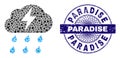 Rubber Paradise Badge and Geometric Thunderstorm Mosaic