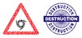 Grunge Destruction Badge and Geometric Tornado Warning Mosaic