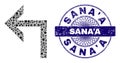 Scratched Sana'A Stamp Seal and Geometric Turn Left Mosaic