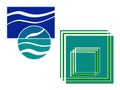 Geometric colored logos square and circle shapes