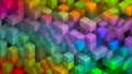 Geometric colorful abstract 3D background of rainbow squares and cubes. Science, design, game, technology, lifestyle Royalty Free Stock Photo