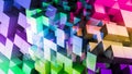 Geometric colorful abstract 3D background of rainbow squares and cubes. Science, design, game, technology, lifestyle Royalty Free Stock Photo