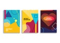 Geometric colorful flat vector background posters. Minimal dynamic flat covers set template