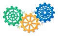 Geometric colorful gear wheels. Cogwheel isolated