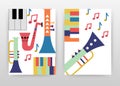 Geometric colorful saxophone music tools design for annual report, brochure, flyer, poster. saxophones on white background vector